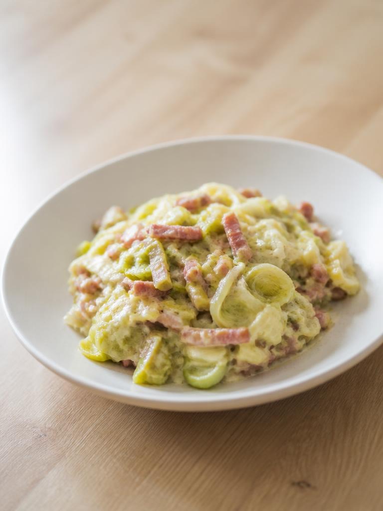Poêlée de poireaux aux lardons et crème