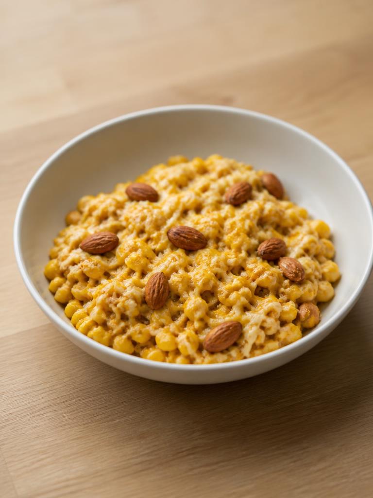 Boîte de maïs, emmental et amandes au curry
