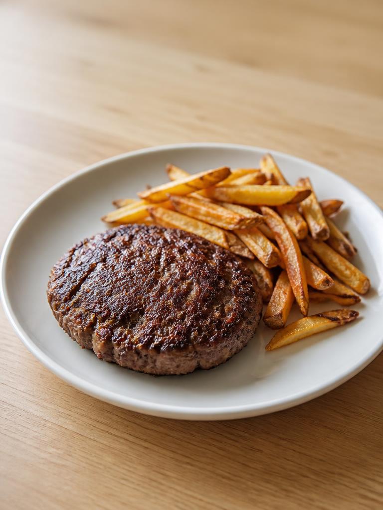 Galettes de bœuf et frites maison