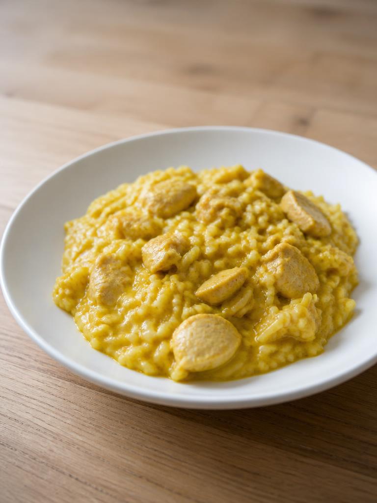Riz crémeux au poulet et au curry