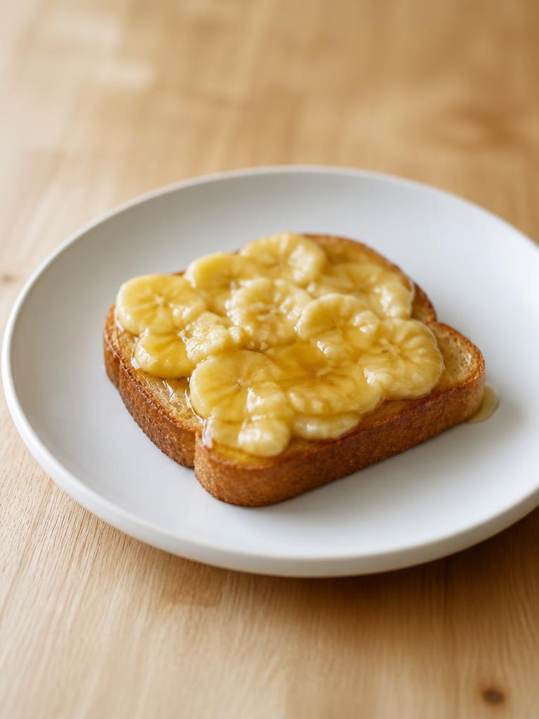 Pain, banane écrasée et miel