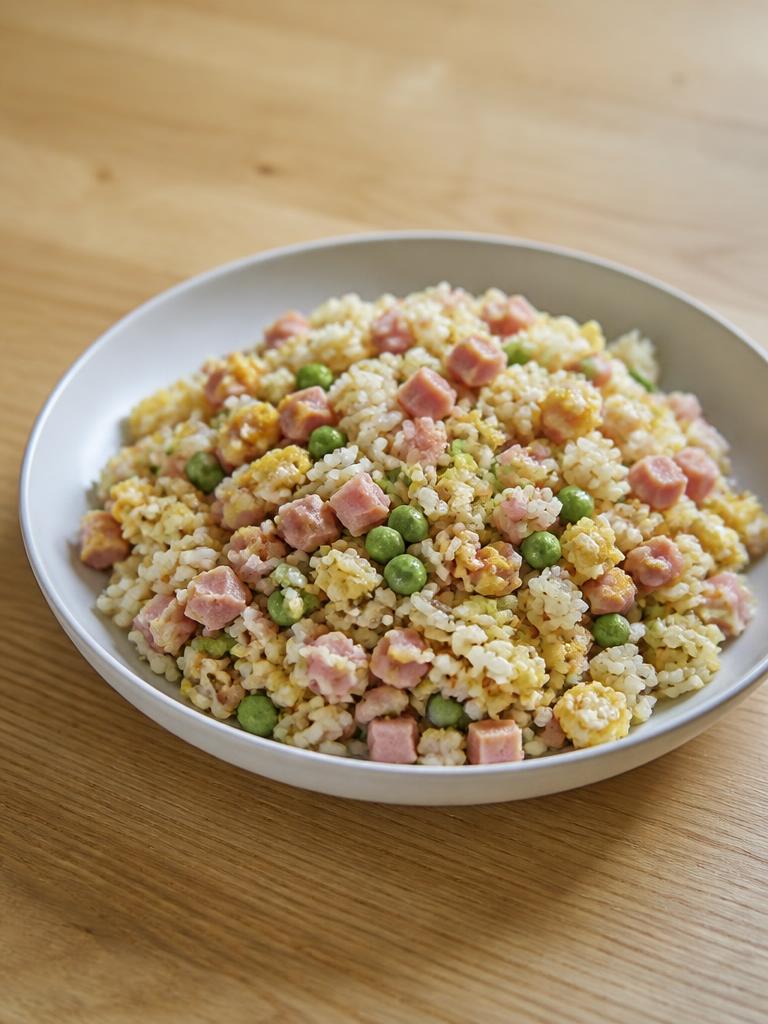 Riz cantonais au jambon et petits pois