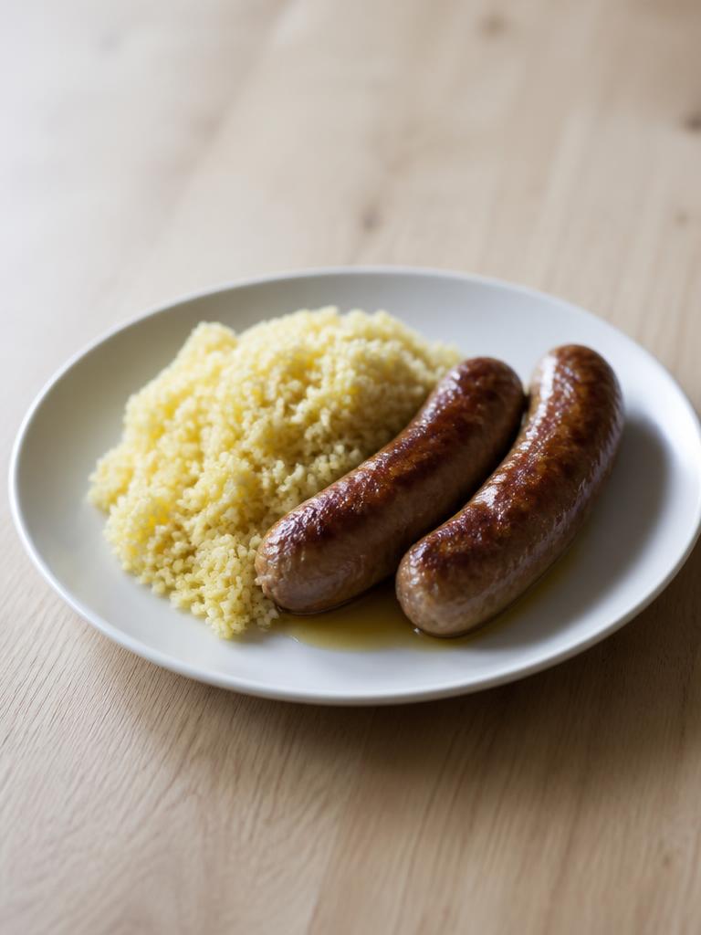 Semoule et chipolatas au beurre