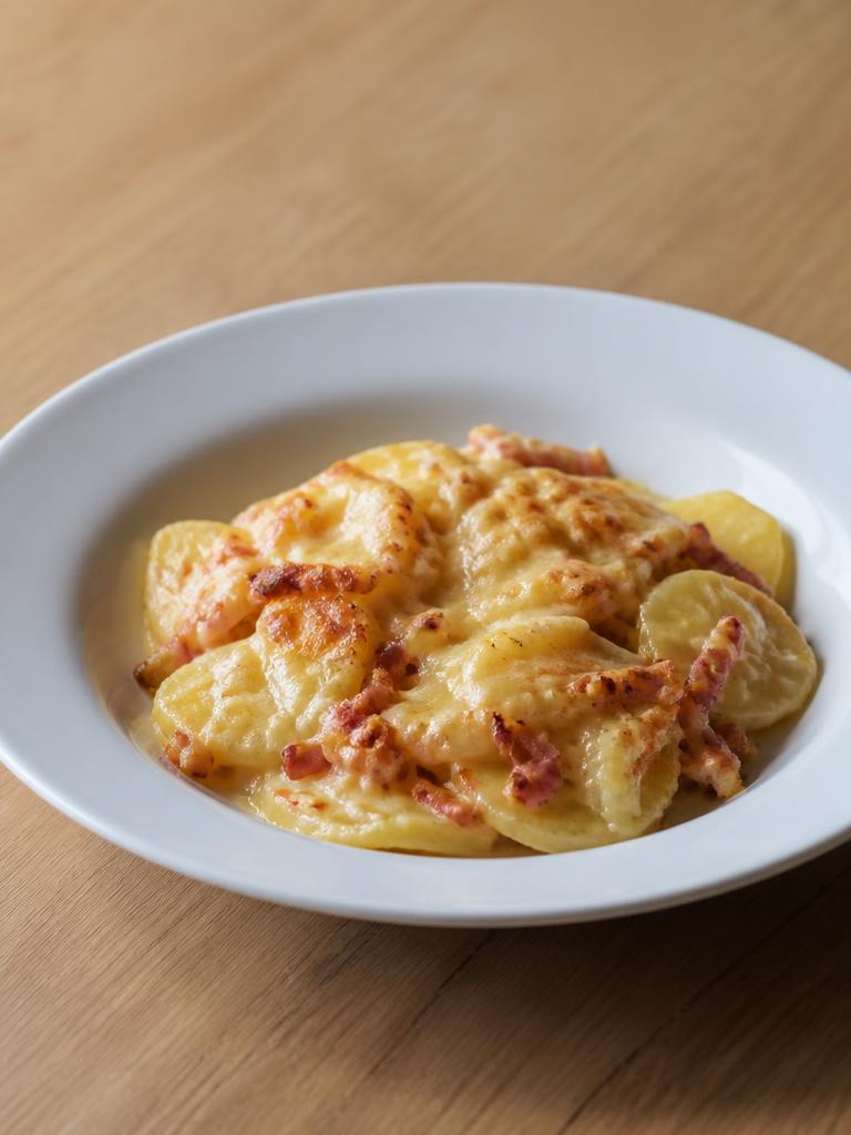 Boîte de pommes de terre, lardons et emmental