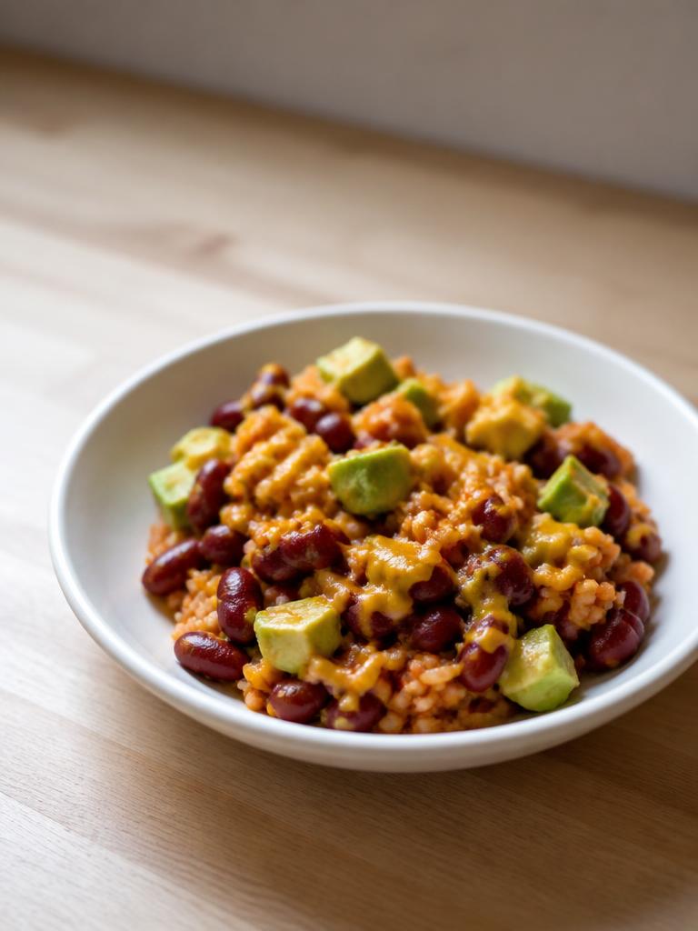 Boîte de haricots rouges, avocat et cheddar