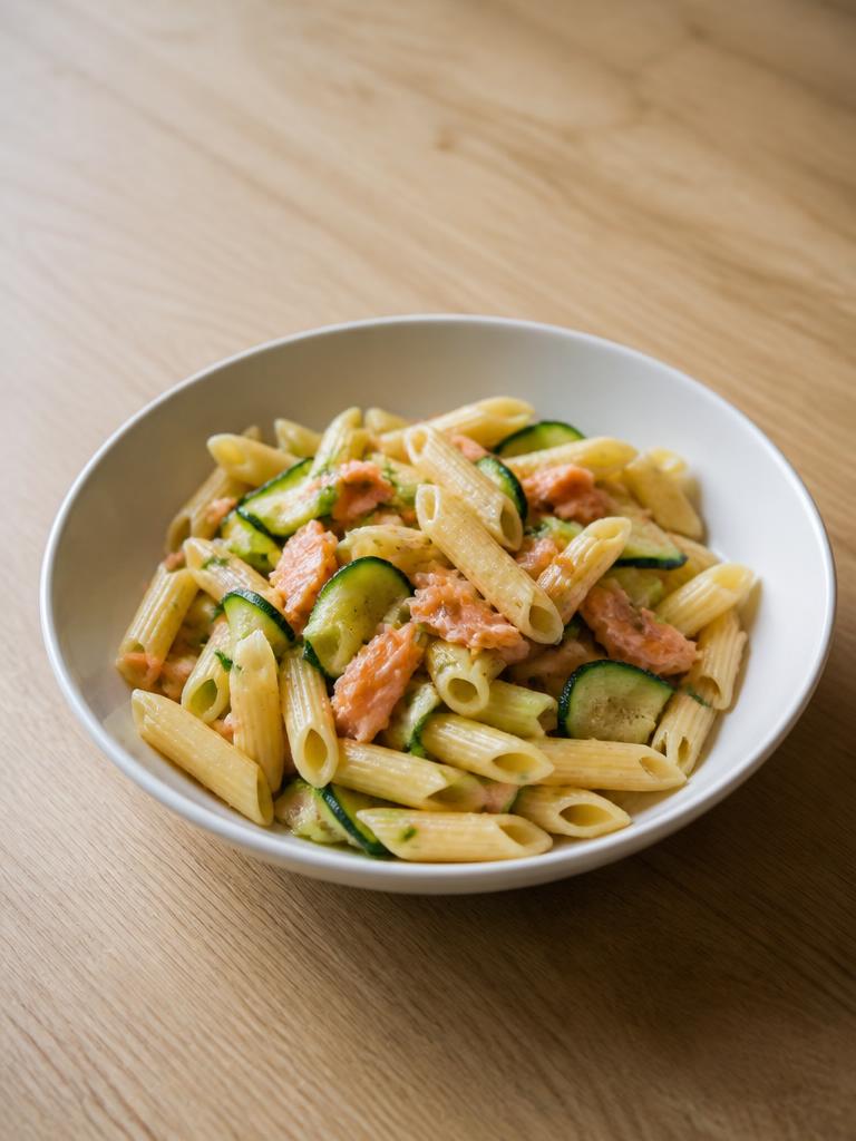 Penne aux courgettes et au saumon fumé