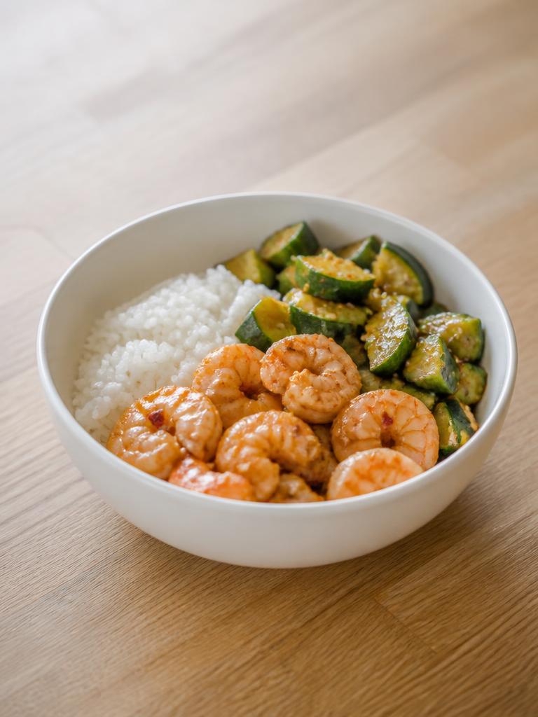 Bowl aux crevettes et concombre au soja