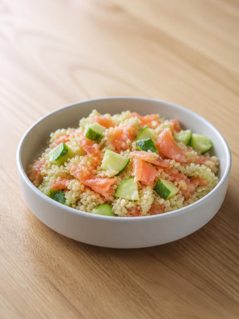 Boîte de quinoa au saumon fumé et concombre