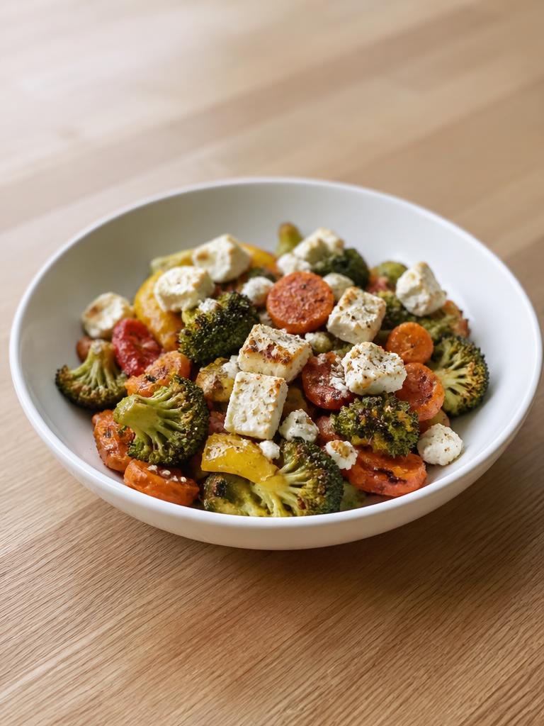 Légumes surgelés rôtis à la feta à l'air fryer