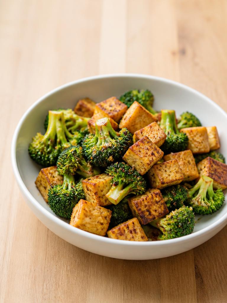 Tofu fumé et brocoli à l'ail à l'air fryer