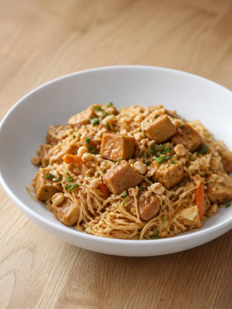 Vermicelles sautés au tofu et cacahuète