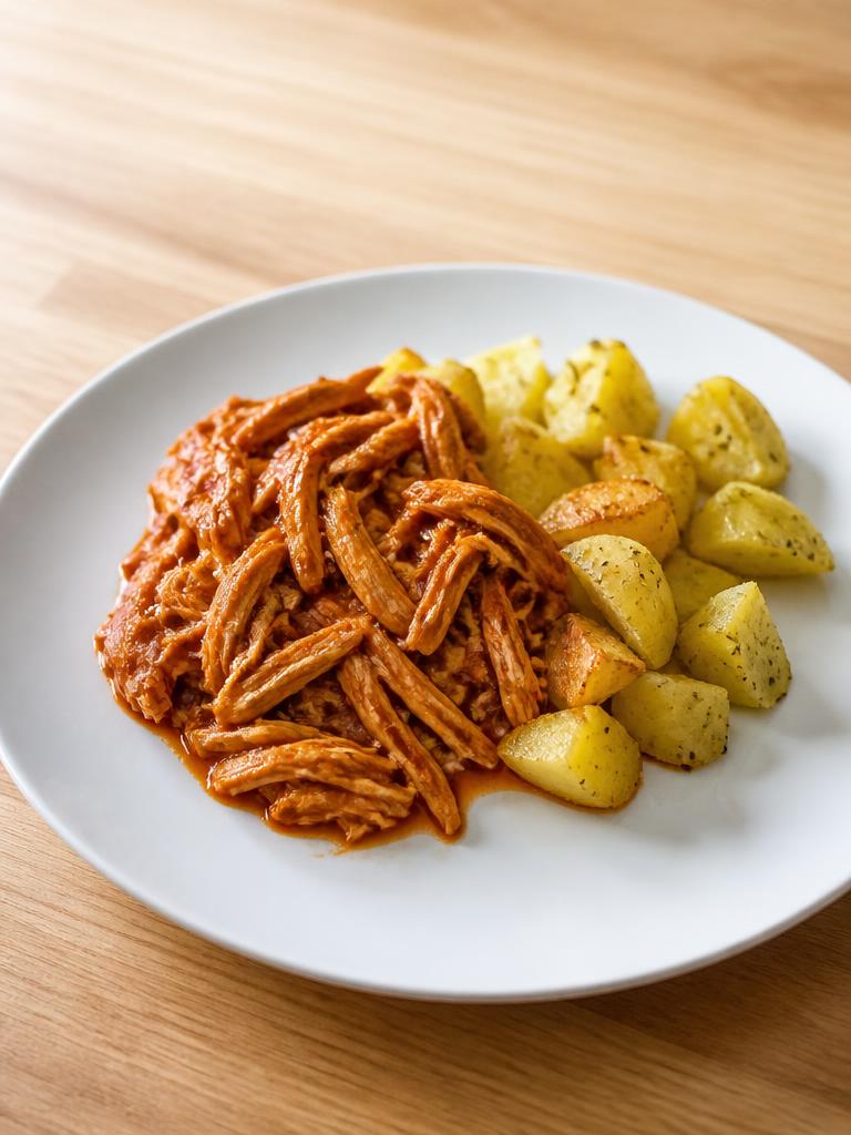 Poulet effiloché au ketchup et pommes de terre