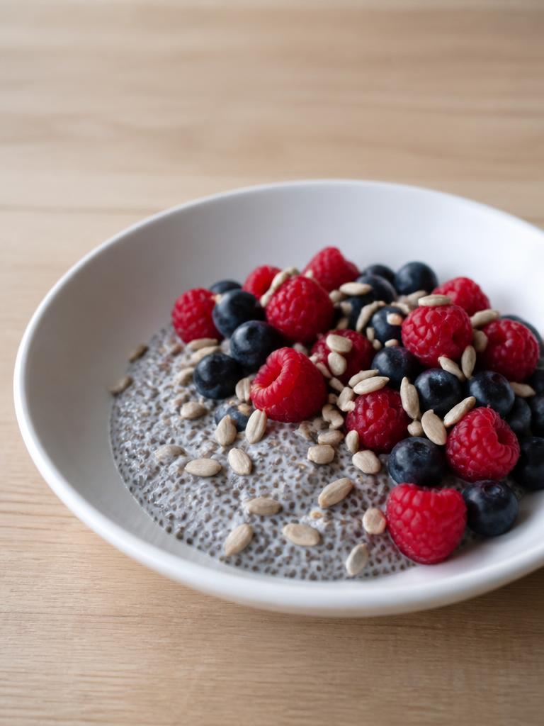 Chia, fruits rouges et graines de tournesol