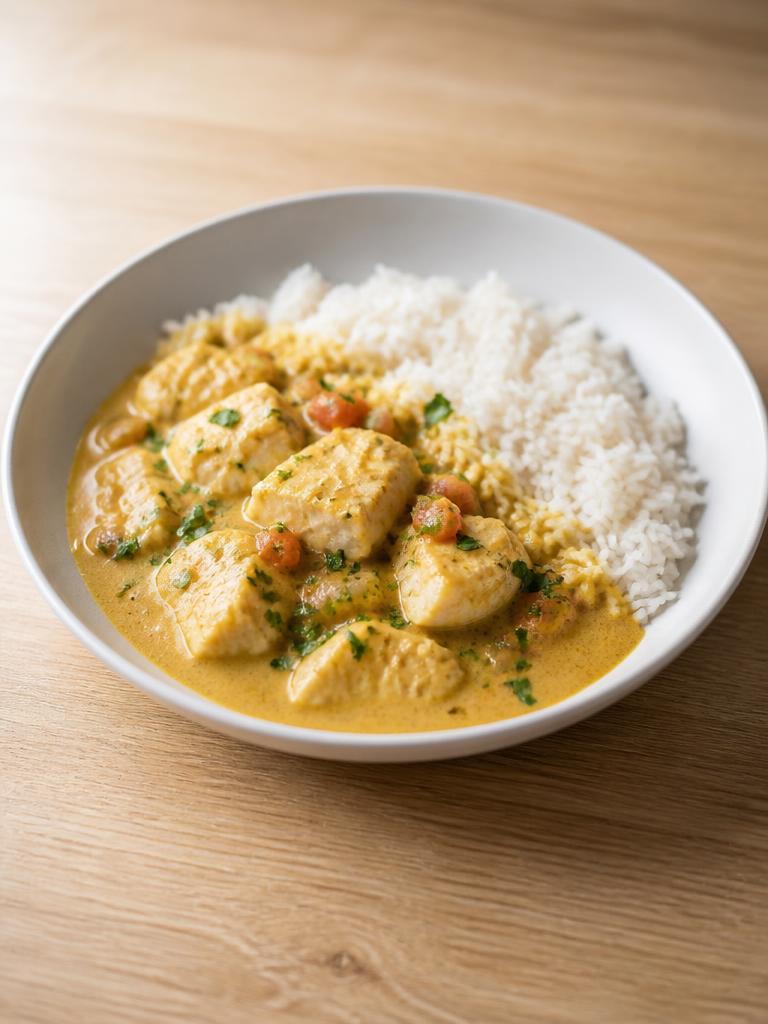 Colin au curry coco et riz basmati