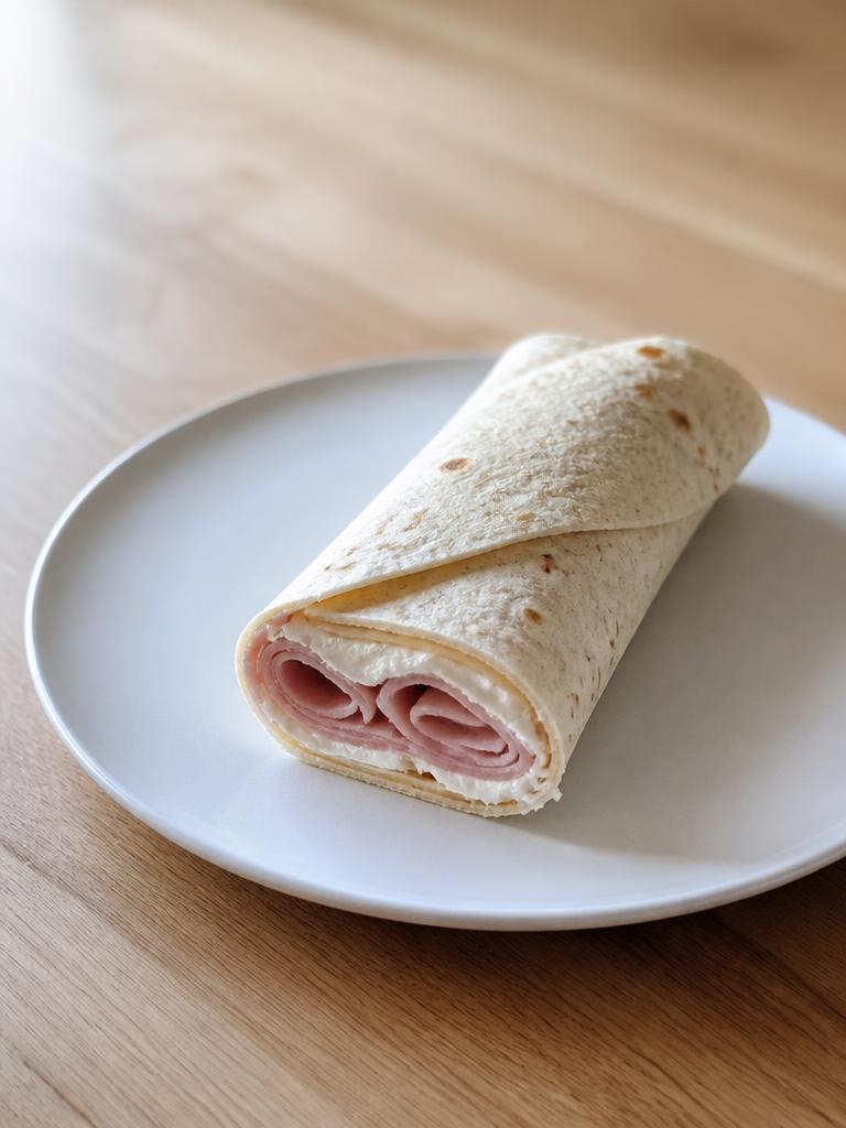 Wrap du matin au jambon et au fromage frais