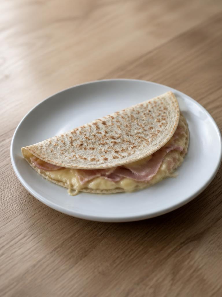 Tortilla fine au jambon et emmental