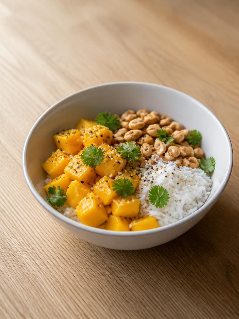 Bol de mangue, cacahuète et coco