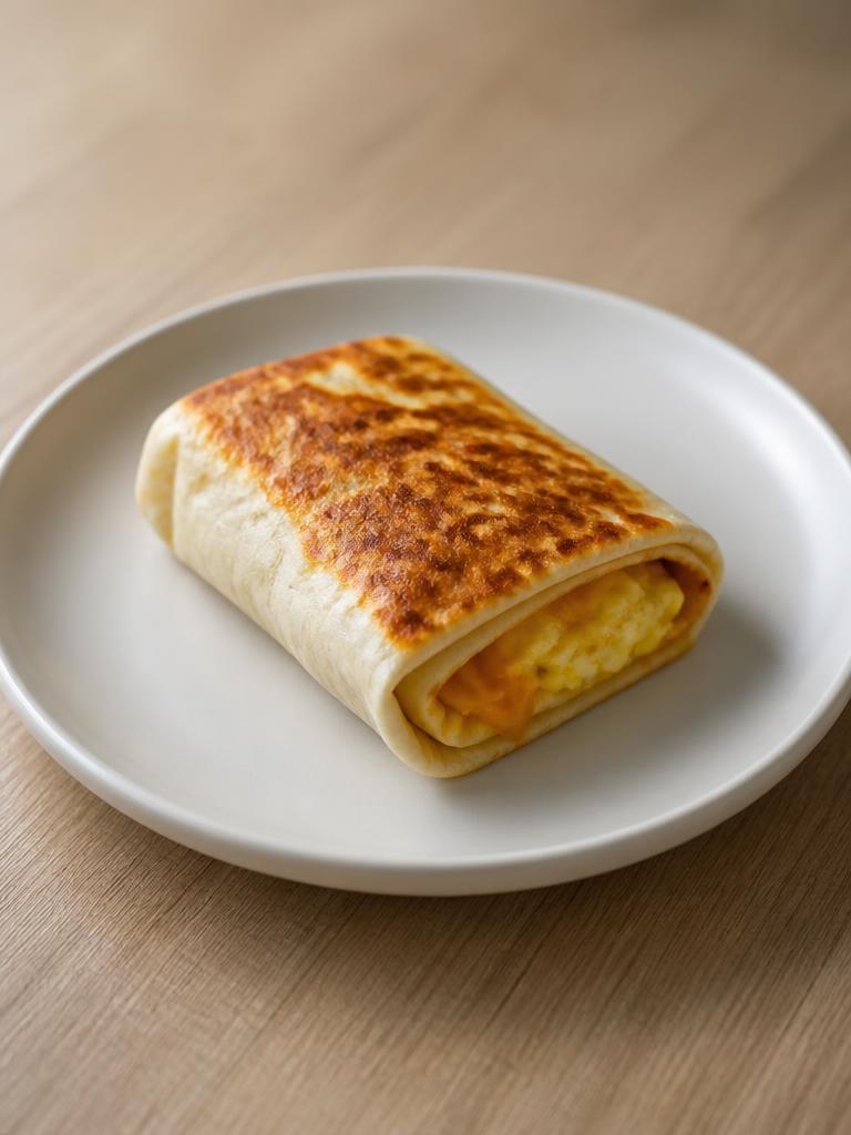Wrap poêlé à l'œuf et au cheddar