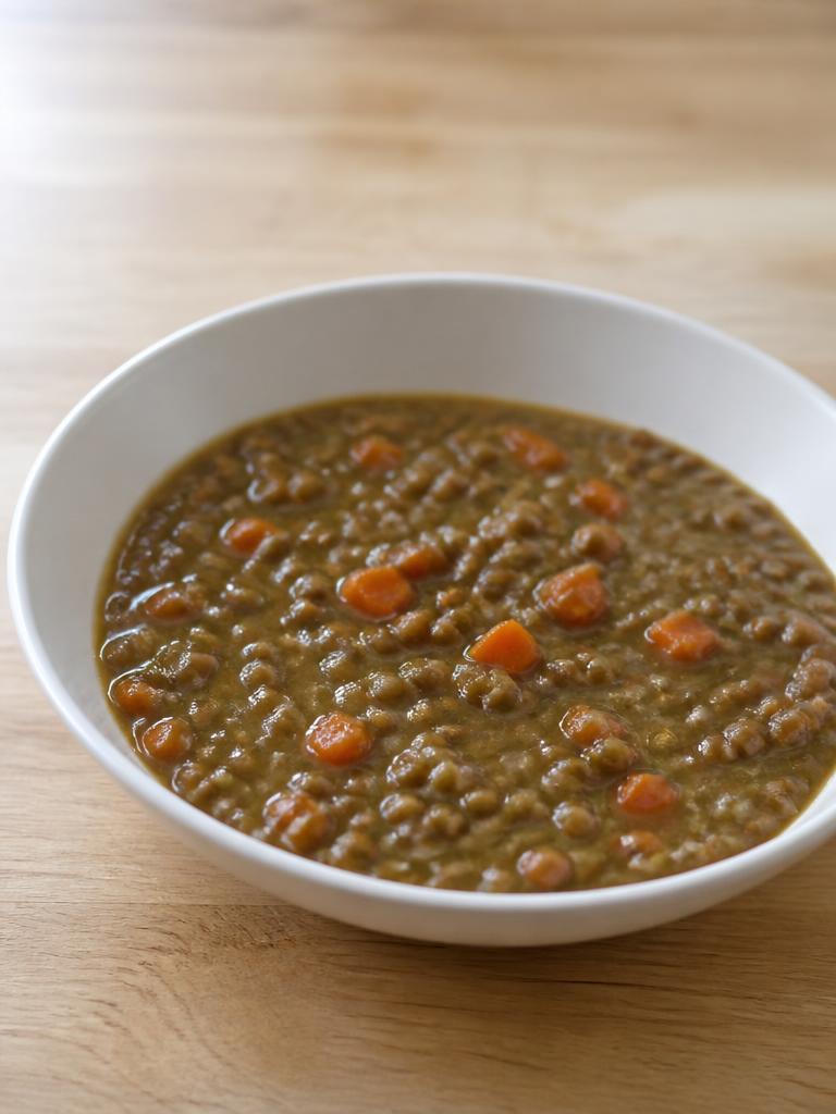 Soupe épaisse de lentilles vertes aux carottes