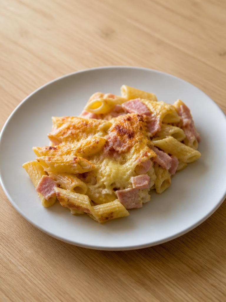 Gratin de penne au jambon et à l'emmental
