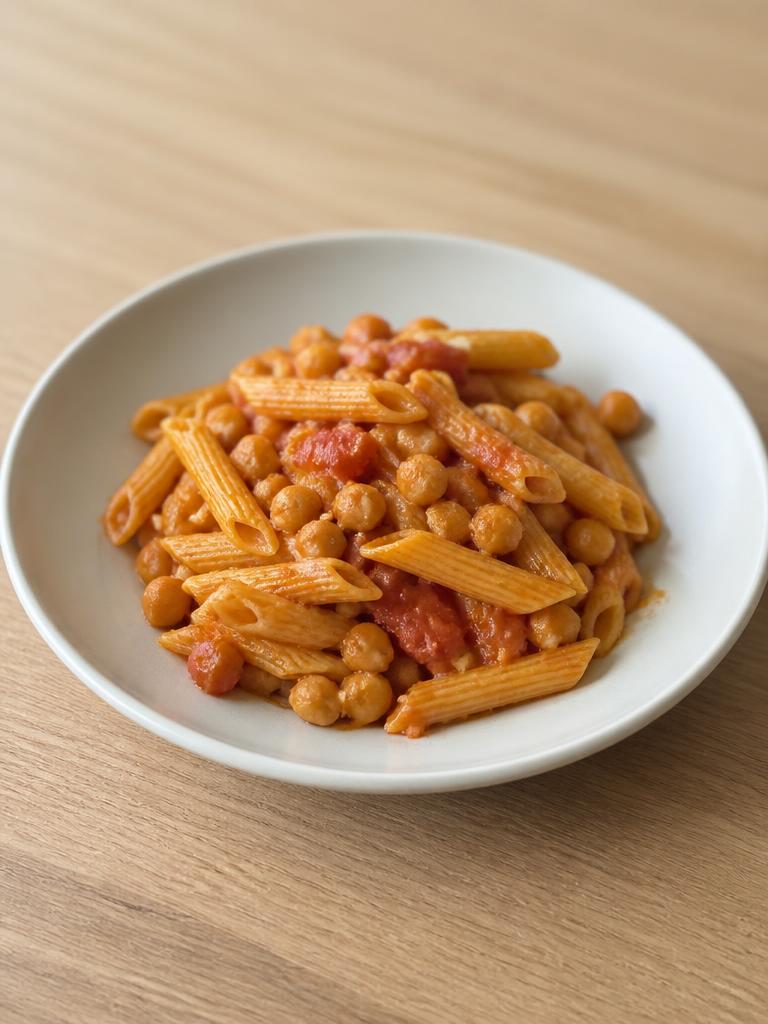 Penne aux pois chiches et à la tomate