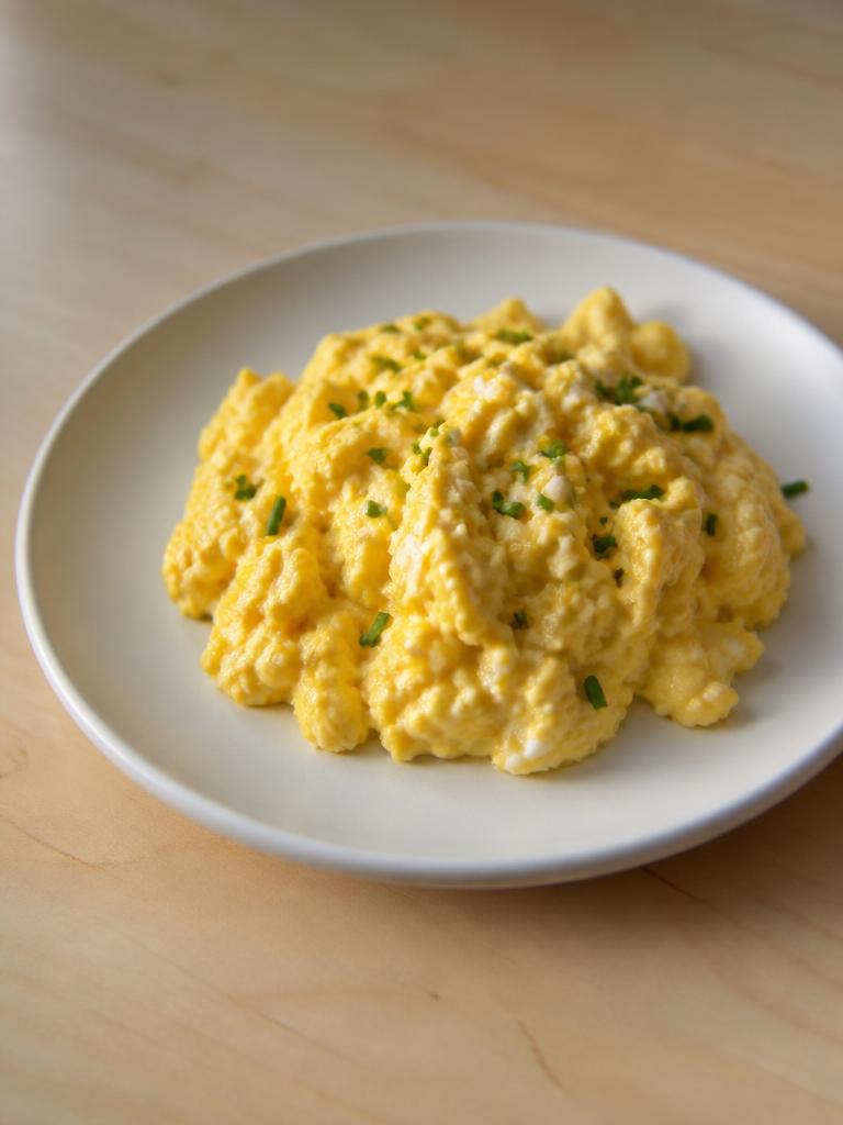 Œufs brouillés au fromage frais et à la ciboulette