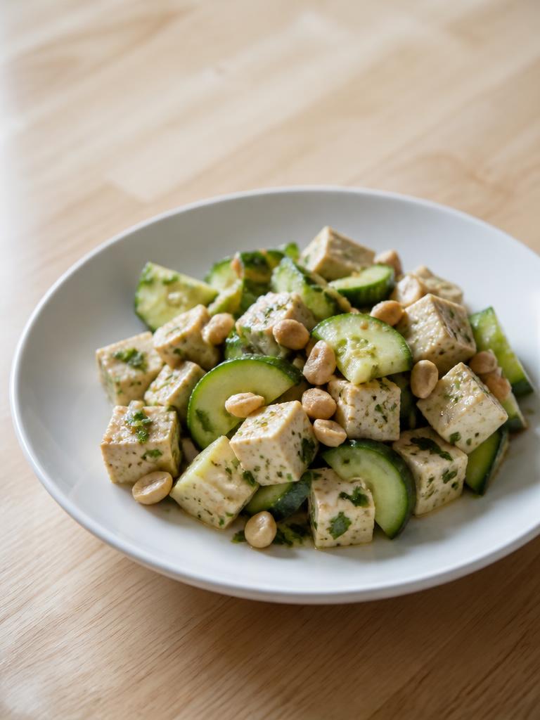 Salade de tofu, concombre et cacahuète