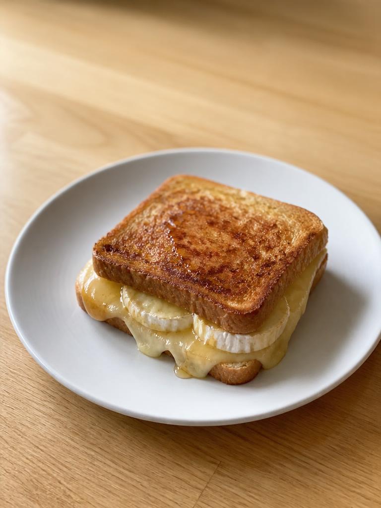 Croque au chèvre et au miel à la poêle