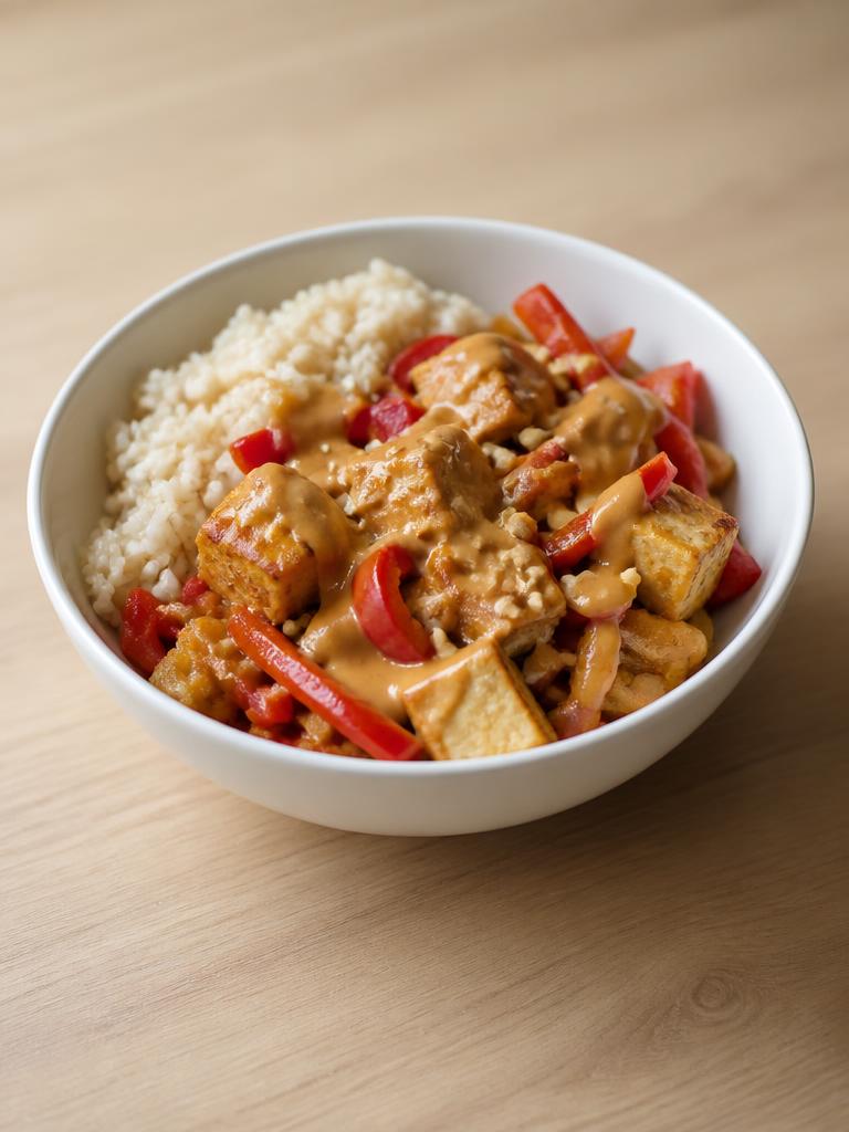 Bowl au tofu, poivron et beurre de cacahuète