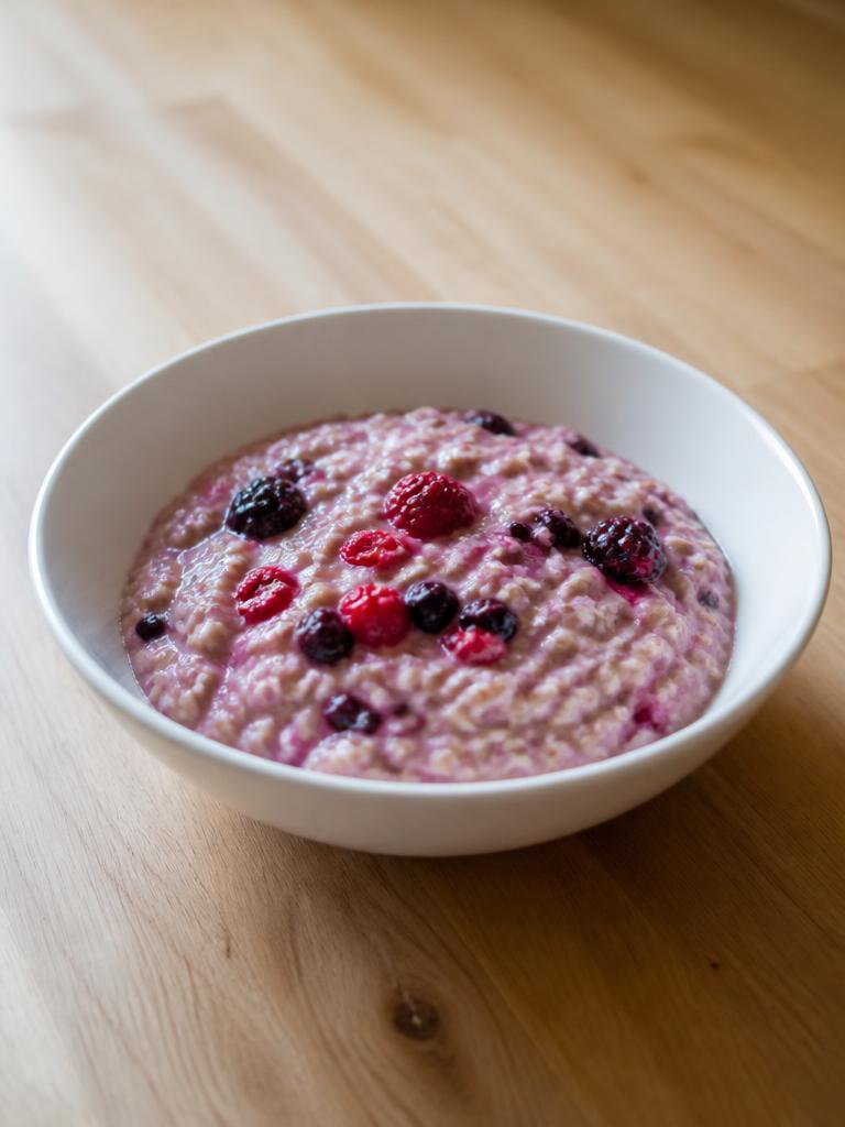Porridge à la boisson d'avoine et aux fruits rouges