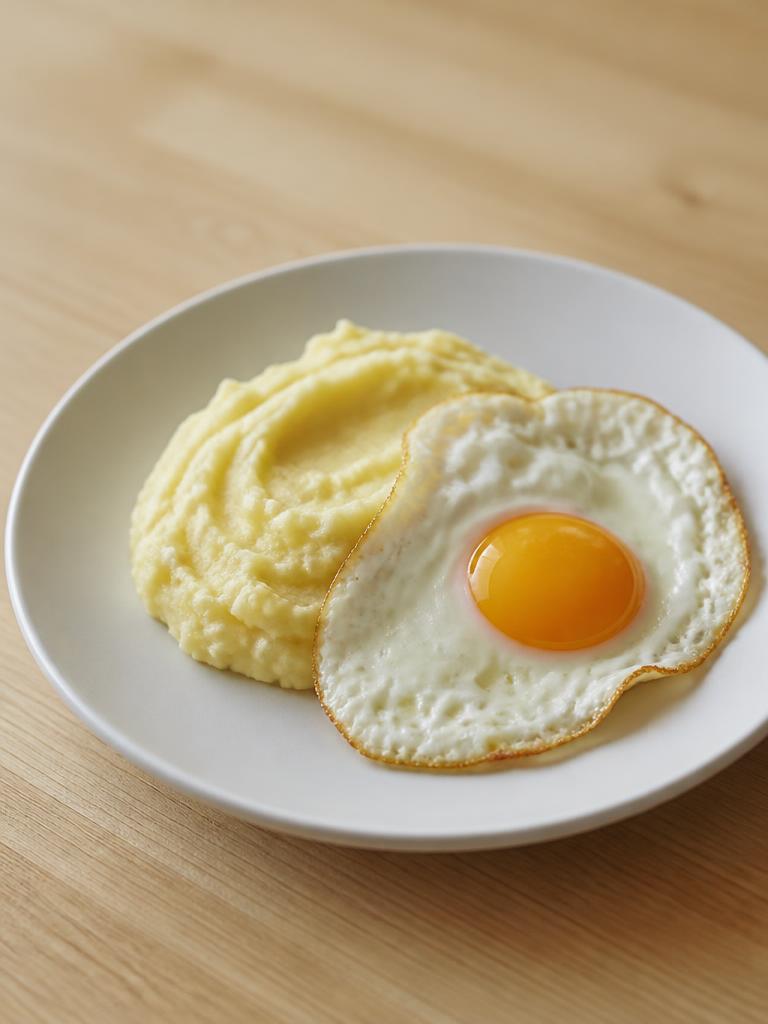 Purée et œuf au plat