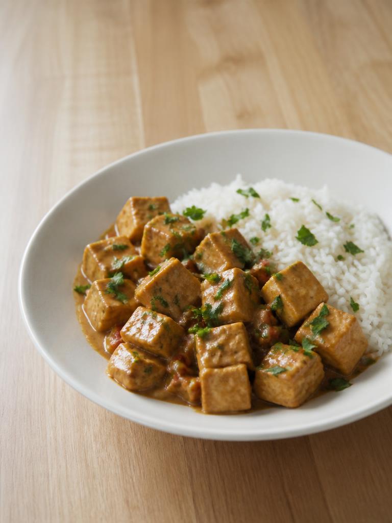 Tofu au beurre de cacahuète et riz basmati