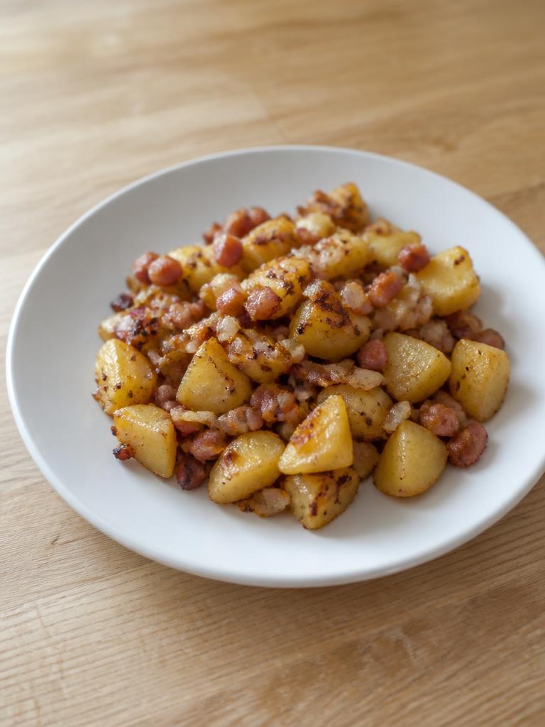 Pommes de terre poêlées aux lardons et à l'oignon
