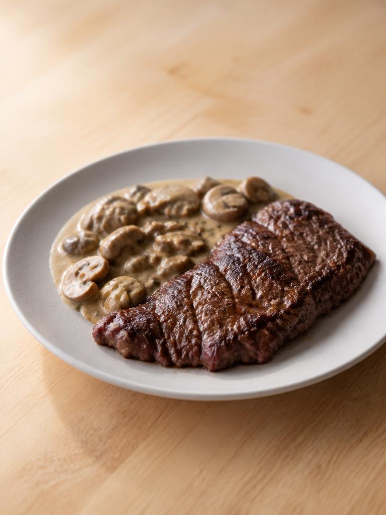 Bavette et champignons à la crème