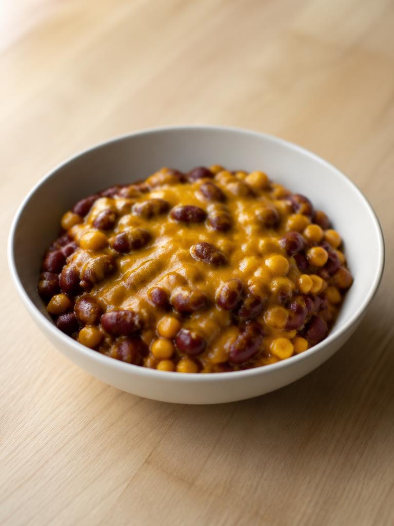Bol de haricots rouges, maïs et cheddar fondu