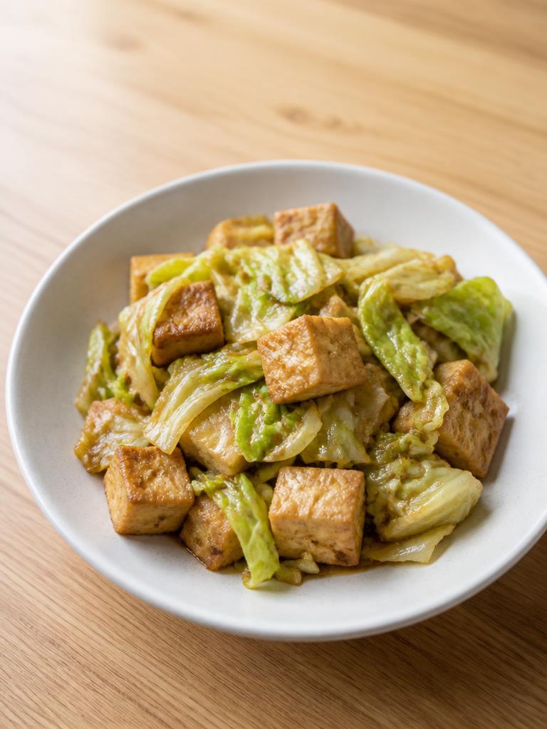 Tofu doré au soja et chou blanc