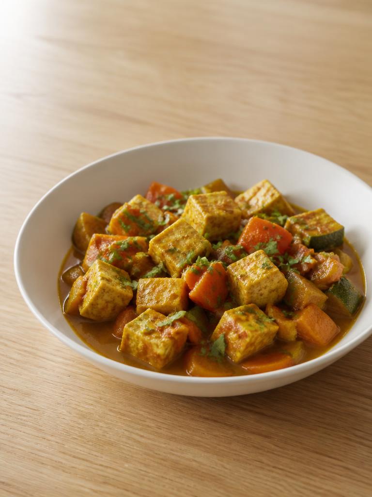 Tofu mijoté au curry et aux légumes