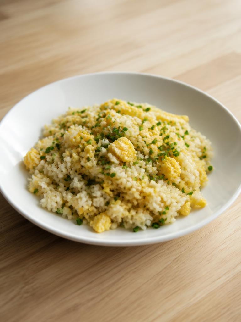 Riz à la japonaise, oeuf et ciboulette