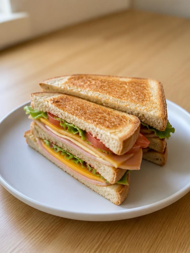 Club sandwich au jambon et cheddar