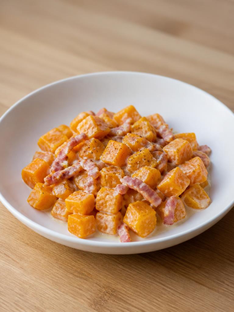 Poêlée de butternut aux lardons et à la crème