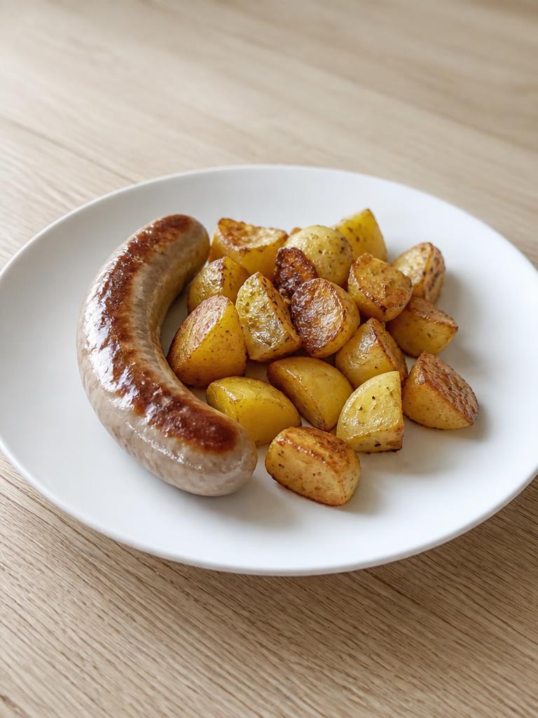 Chipolatas et pommes de terre rôties à l'air fryer