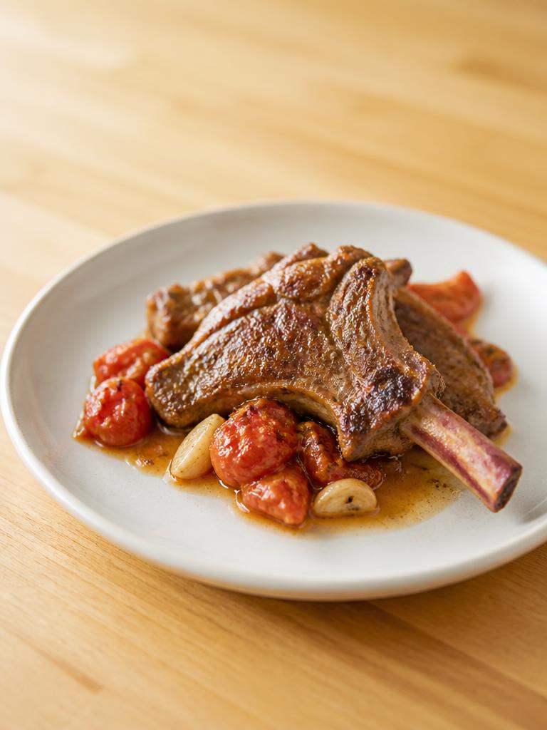 Côtelettes d'agneau au four aux tomates et à l'ail