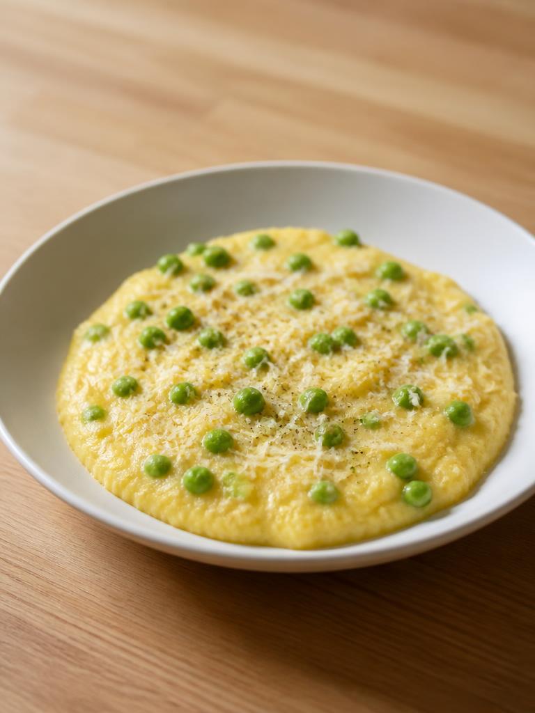 Polenta crémeuse au comté et aux petits pois