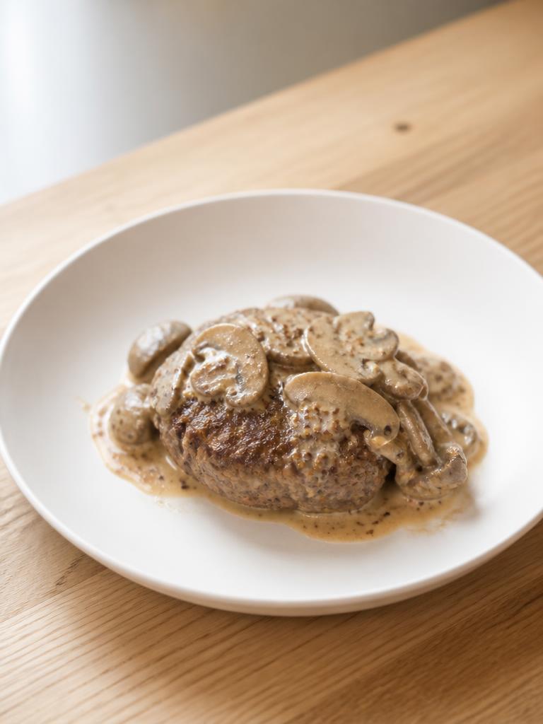 Steak haché aux champignons et moutarde