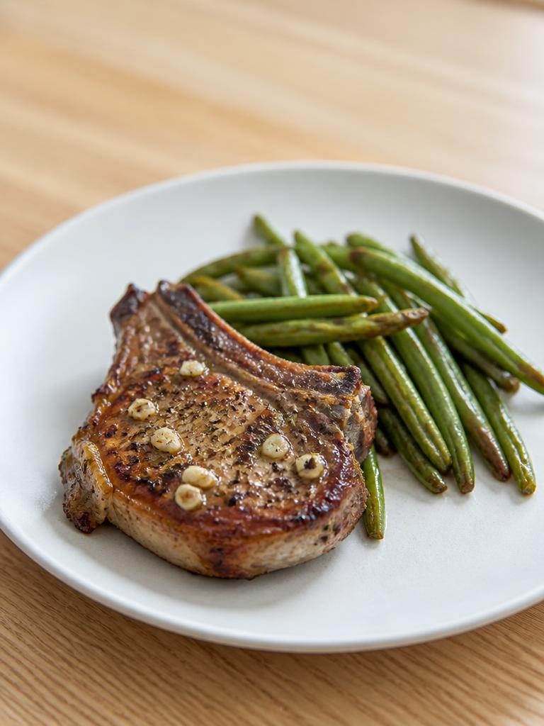 Côtelettes d'agneau à l'ail et haricots verts à l'air fryer