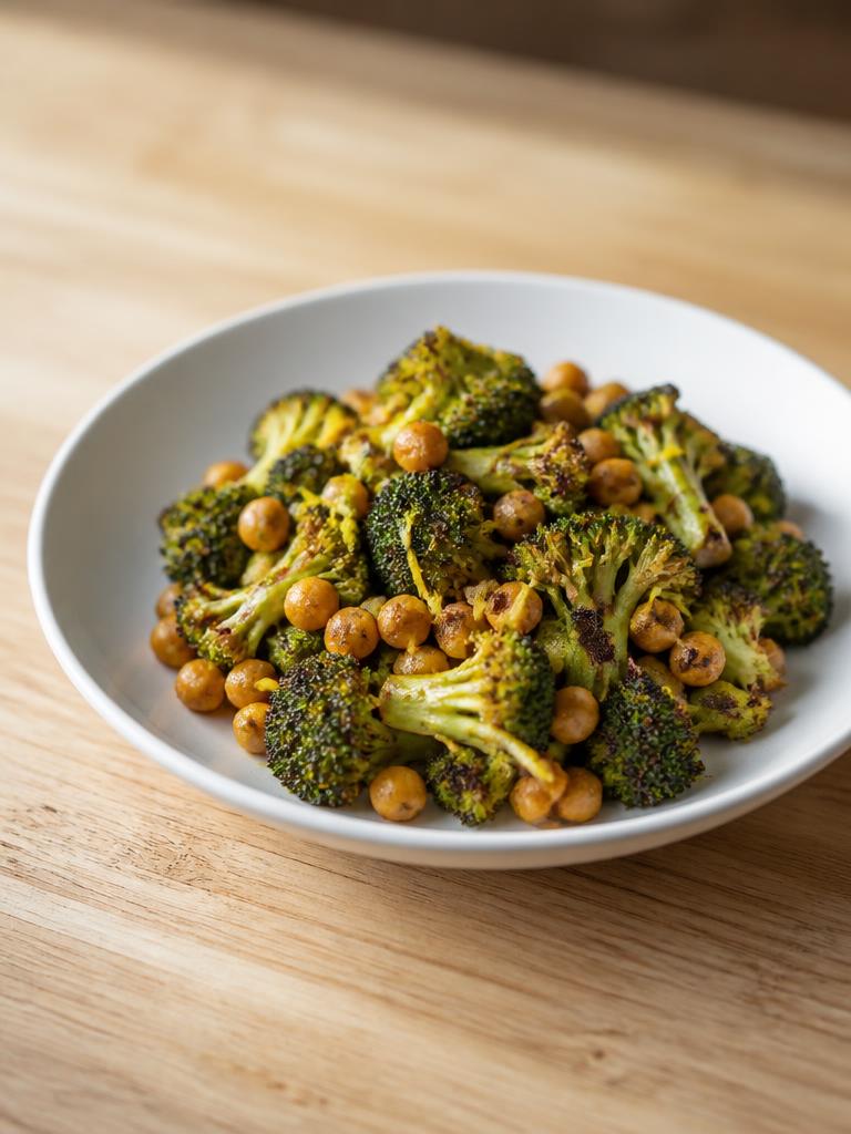 Brocoli rôti aux pois chiches et au citron