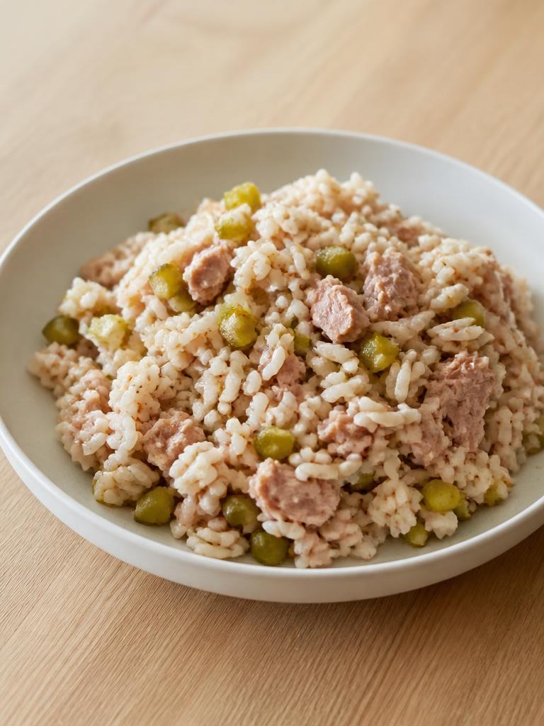 Boîte de riz au thon et aux cornichons