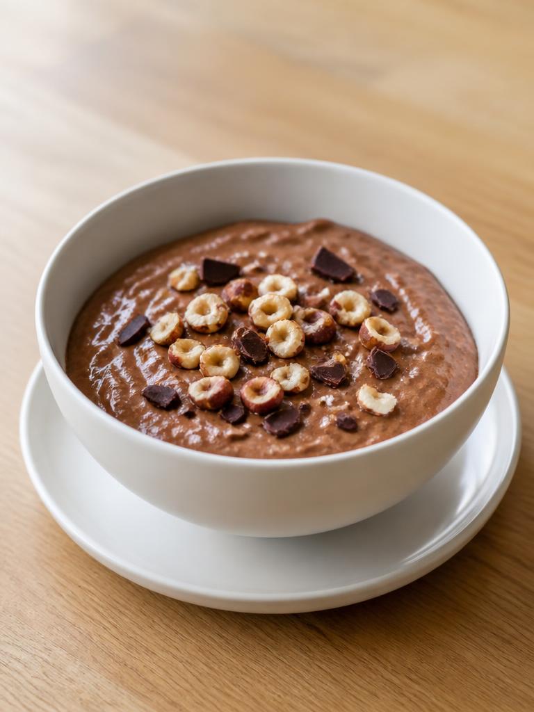 Bol de fromage blanc au chocolat noir et aux noisettes