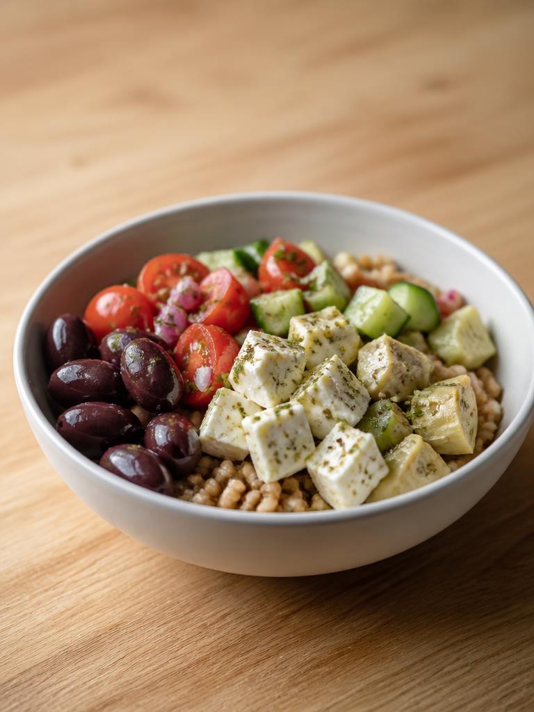 Bowl méditerranéen à la feta et aux olives