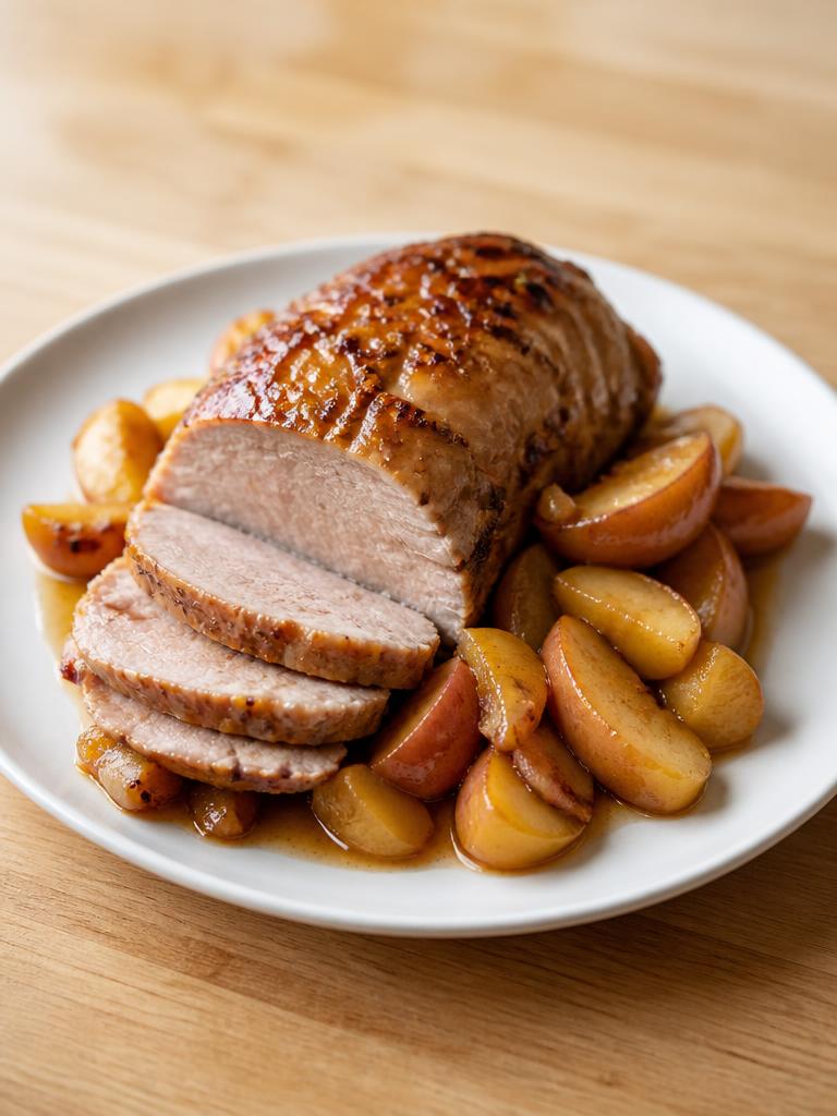 Rôti de porc aux pommes et au miel